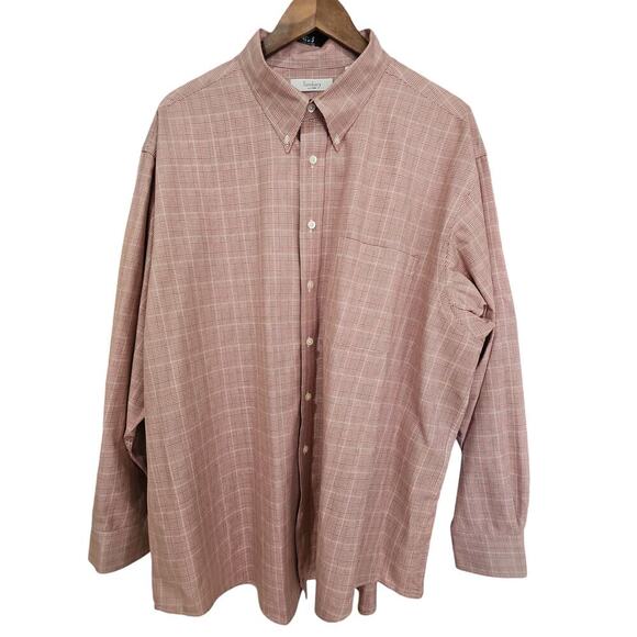 Turnbury Men's Glen Check Button-Down Shirt Red Size XXL - Picture 1 of 4